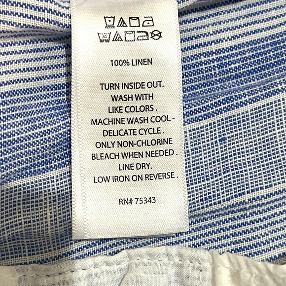 C&C California Blue White 100% Linen Striped Pull On Pants Size M - Picture 6 of 7